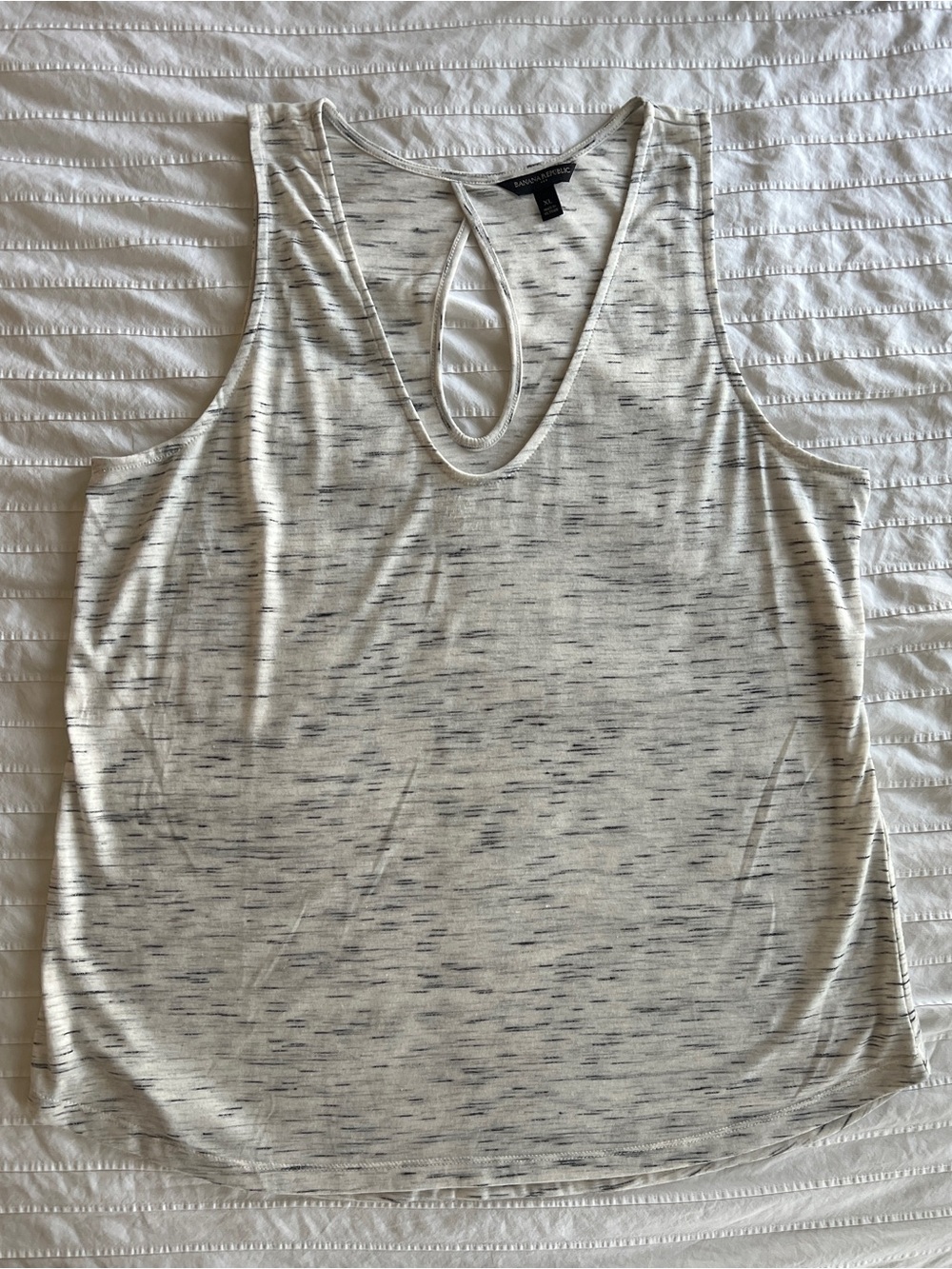 Banana Republic Cream Heathered Tank with Keyhole Detail